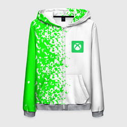 Толстовка 3D на молнии мужская Xbox кислотные зеленые краски, цвет: 3D-меланж