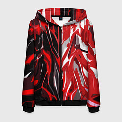 Мужская толстовка на молнии Красная абстракция на чёрно-белом фоне