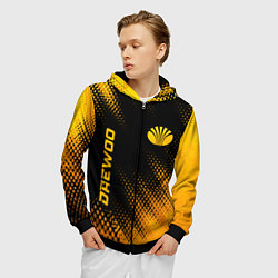 Толстовка 3D на молнии мужская Daewoo - gold gradient вертикально, цвет: 3D-черный — фото 2