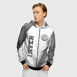 Толстовка 3D на молнии мужская Inter - white gradient вертикально, цвет: 3D-черный — фото 2