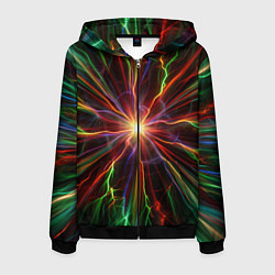 Толстовка 3D на молнии мужская Абстрактная энергия, цвет: 3D-черный