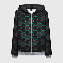 Толстовка 3D на молнии мужская Геометрия сотовой брони, цвет: 3D-меланж