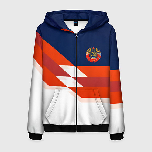 Мужская толстовка на молнии СССР спорт геометрия / 3D-Черный – фото 1