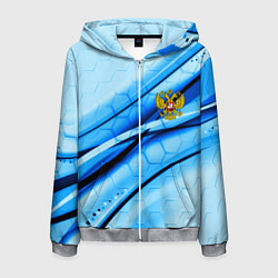 Мужская толстовка на молнии Герб РФ соты текстура