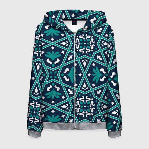 Мужская толстовка на молнии Геометрический узор арабеска / 3D-Меланж – фото 1