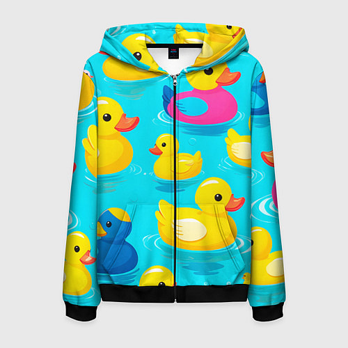 Мужская толстовка на молнии Плавающие уточки / 3D-Черный – фото 1