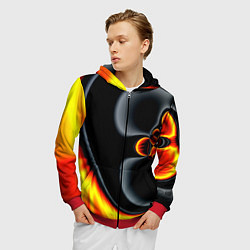 Толстовка 3D на молнии мужская Фрактальный узор абстракция, цвет: 3D-красный — фото 2