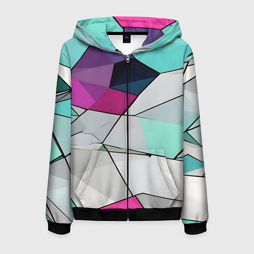 Мужская толстовка на молнии Яркая геометрическая абстракция / 3D-Черный – фото 1