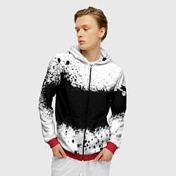 Толстовка 3D на молнии мужская Просто краски чёрные, цвет: 3D-красный — фото 2