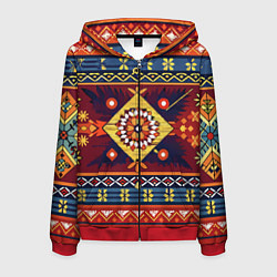 Толстовка 3D на молнии мужская Стиль советского ковра узоры и орнамент, цвет: 3D-красный