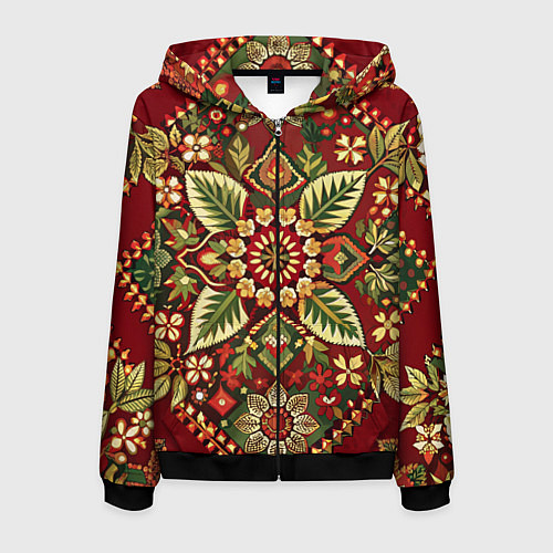 Мужская толстовка на молнии Стиль советского ковра узоры и орнамент / 3D-Черный – фото 1