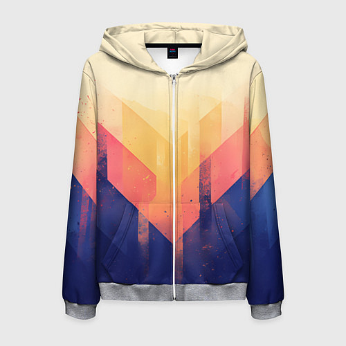Мужская толстовка на молнии Abstract art - geometric shapes / 3D-Меланж – фото 1