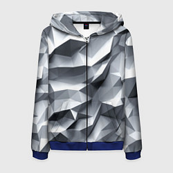 Толстовка 3D на молнии мужская Белая геометрия с искажением, цвет: 3D-синий