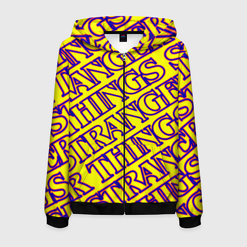 Мужская толстовка на молнии Stranger Things serials / 3D-Черный – фото 1