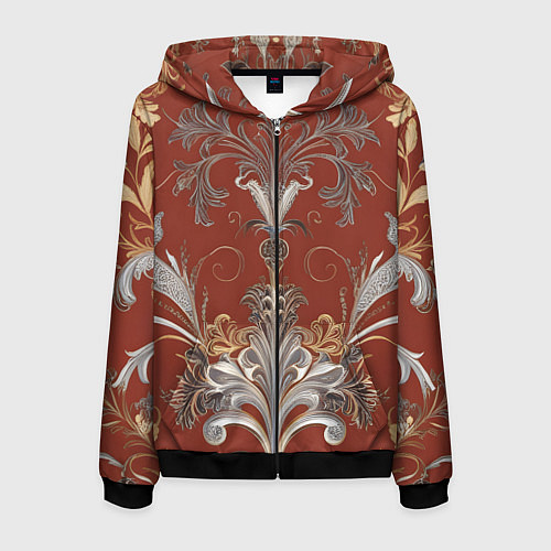 Мужская толстовка на молнии Изысканный орнамент ковер / 3D-Черный – фото 1