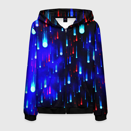 Мужская толстовка на молнии Космические метеориты / 3D-Черный – фото 1