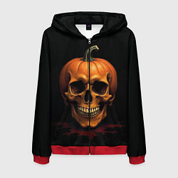 Толстовка 3D на молнии мужская Череп-тыква для Хэллоуина, цвет: 3D-красный