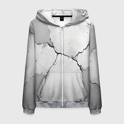 Толстовка 3D на молнии мужская Растрескавшийся бетон, цвет: 3D-меланж