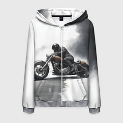 Мужская толстовка на молнии Крутой байкер скетч