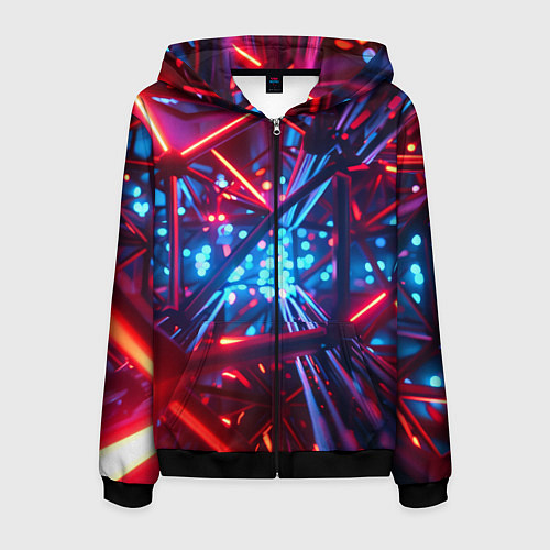 Мужская толстовка на молнии Неоновые трубки / 3D-Черный – фото 1