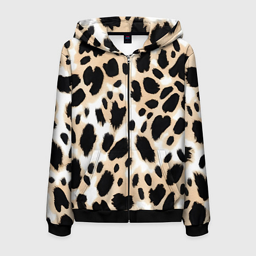 Мужская толстовка на молнии Леопард пятна / 3D-Черный – фото 1