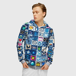 Толстовка 3D на молнии мужская Пиксельный пэчворк, цвет: 3D-меланж — фото 2