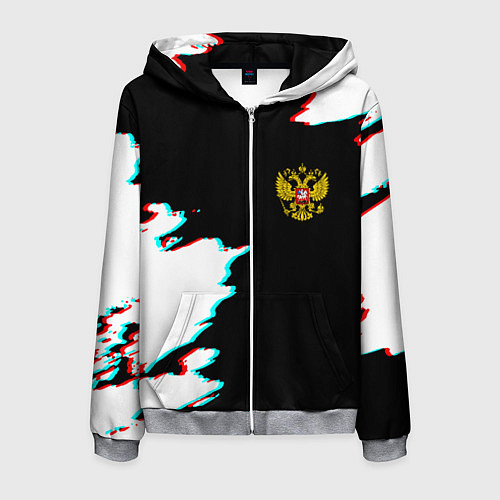 Мужская толстовка на молнии Герб глитч краски / 3D-Меланж – фото 1