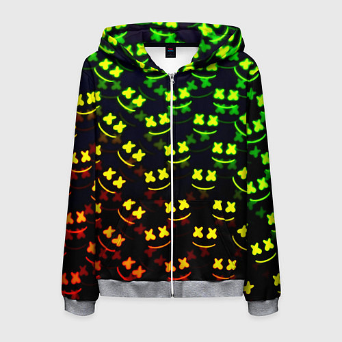 Мужская толстовка на молнии Marshmello кислотный / 3D-Меланж – фото 1