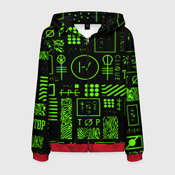 Толстовка 3D на молнии мужская Twenty one pilots neon, цвет: 3D-красный