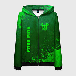 Толстовка 3D на молнии мужская Free Fire - green gradient вертикально, цвет: 3D-черный