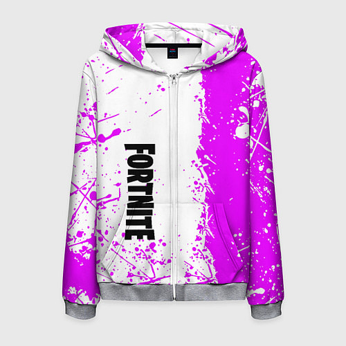 Мужская толстовка на молнии Fortnite pink color / 3D-Меланж – фото 1