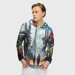 Толстовка 3D на молнии мужская Планета фантастика, цвет: 3D-меланж — фото 2