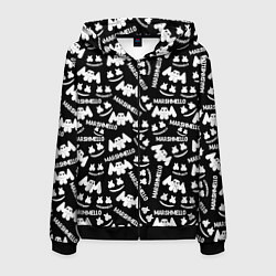 Толстовка 3D на молнии мужская Marshmello pattern music, цвет: 3D-черный