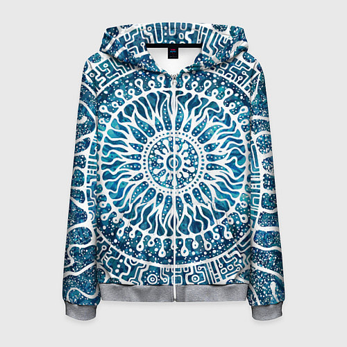 Мужская толстовка на молнии Зимний шаманский бубен / 3D-Меланж – фото 1