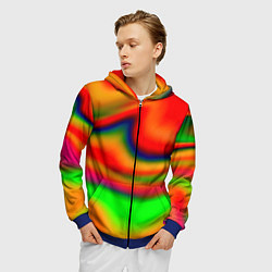 Толстовка 3D на молнии мужская Неоновые разводы краски, цвет: 3D-синий — фото 2