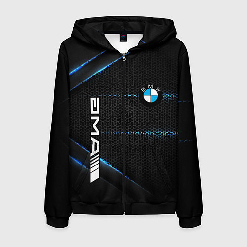 Мужская толстовка на молнии BMW metal steel / 3D-Черный – фото 1