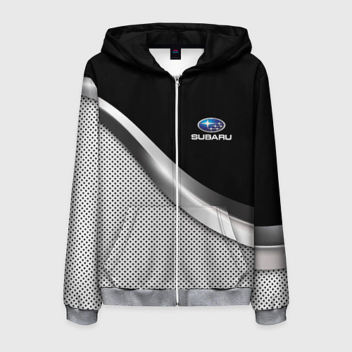 Мужская толстовка на молнии Subaru metal steel / 3D-Меланж – фото 1