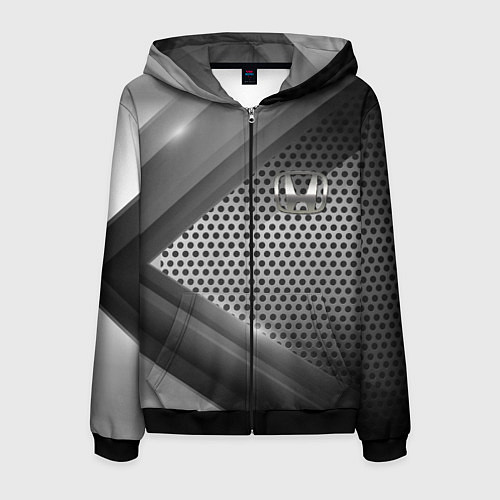 Мужская толстовка на молнии Honda metal motors / 3D-Черный – фото 1