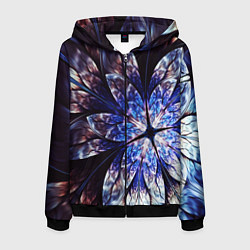 Толстовка 3D на молнии мужская Фрактальный узора стекло, цвет: 3D-черный