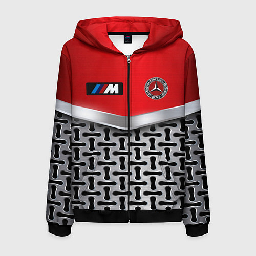 Мужская толстовка на молнии BMW x mercedes texture / 3D-Черный – фото 1