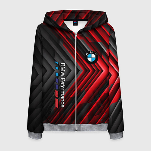 Мужская толстовка на молнии BMW geometry stripes red / 3D-Меланж – фото 1
