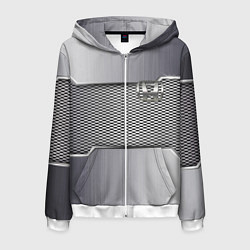 Толстовка 3D на молнии мужская Honda metal steel, цвет: 3D-белый