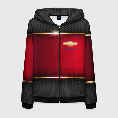 Мужская толстовка на молнии Chevrolet metal auto / 3D-Черный – фото 1