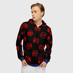 Толстовка 3D на молнии мужская Twenty one pilots rose pattern, цвет: 3D-синий — фото 2