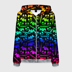 Толстовка 3D на молнии мужская Marshmello neon steel pattern, цвет: 3D-меланж
