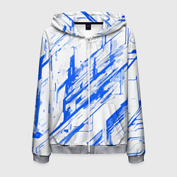 Мужская толстовка на молнии Синие полосы на белом фоне