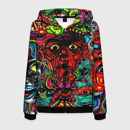 Мужская толстовка на молнии Мексиканский стиль психоделика / 3D-Черный – фото 1