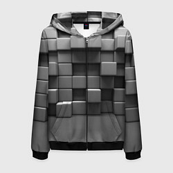 Толстовка 3D на молнии мужская Текстура кубы, цвет: 3D-черный
