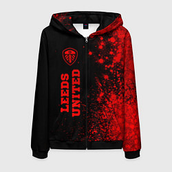 Толстовка 3D на молнии мужская Leeds United - red gradient по-вертикали, цвет: 3D-черный