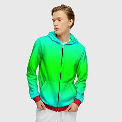 Толстовка 3D на молнии мужская Кислотный градиент текстура, цвет: 3D-красный — фото 2